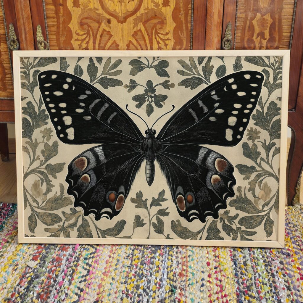 William Morris Butterfly Vintage Botanical Art Print