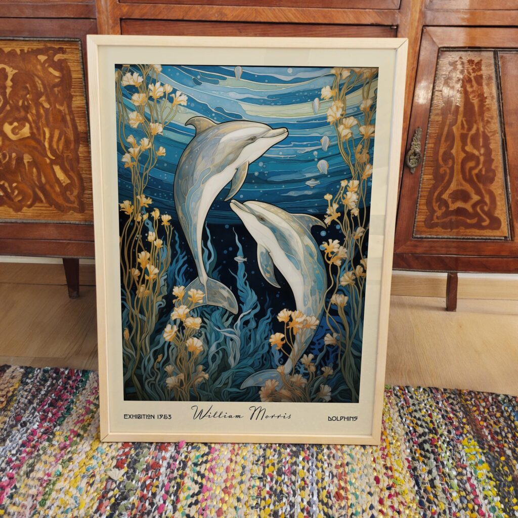 William Morris Dolphins Art Print