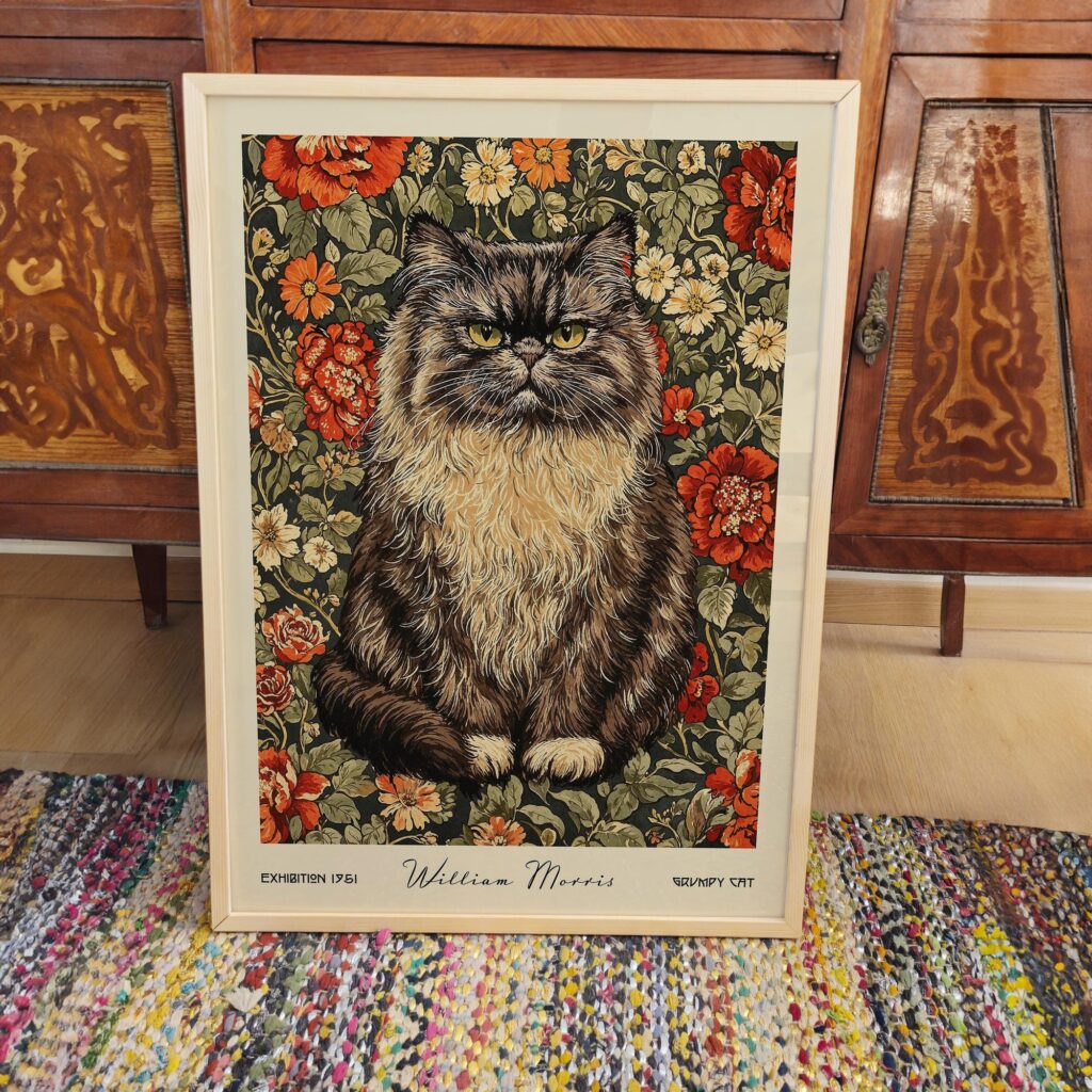William Morris Grumpy Cat Art Print