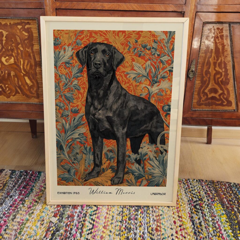 William Morris Inspired Labrador Art Print