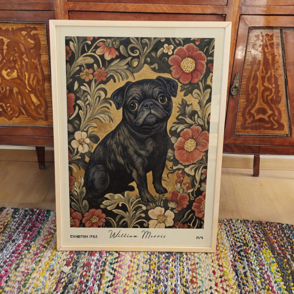 William Morris Pug Art Print