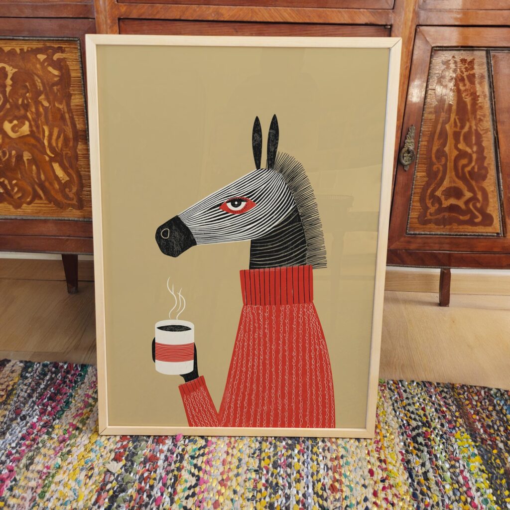 Zebra Coffee Poster