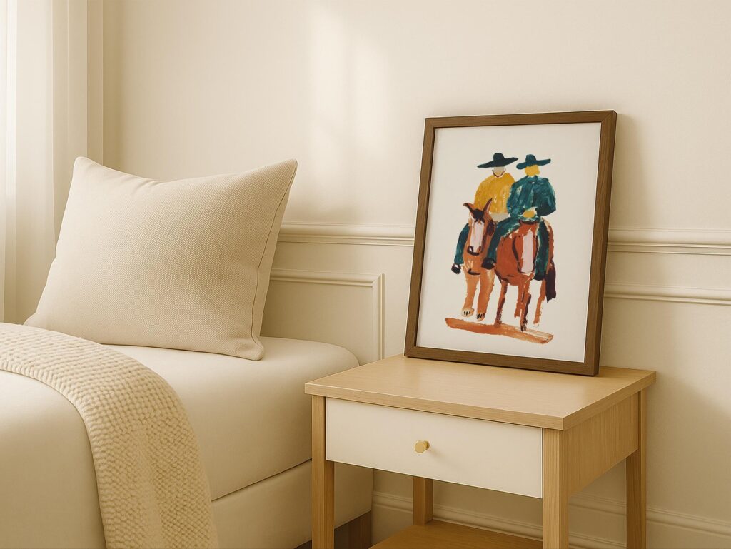 Abstract Cowboys on Horses Art Print
