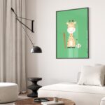Baseball Giraffe Nursery Print