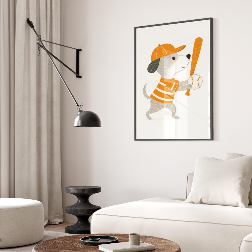 Baseball Puppy Nursery Print