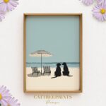 Beach Dogs Minimalist Coastal Art Print