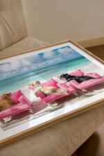 Beach Dogs Tropical Pink Art Print