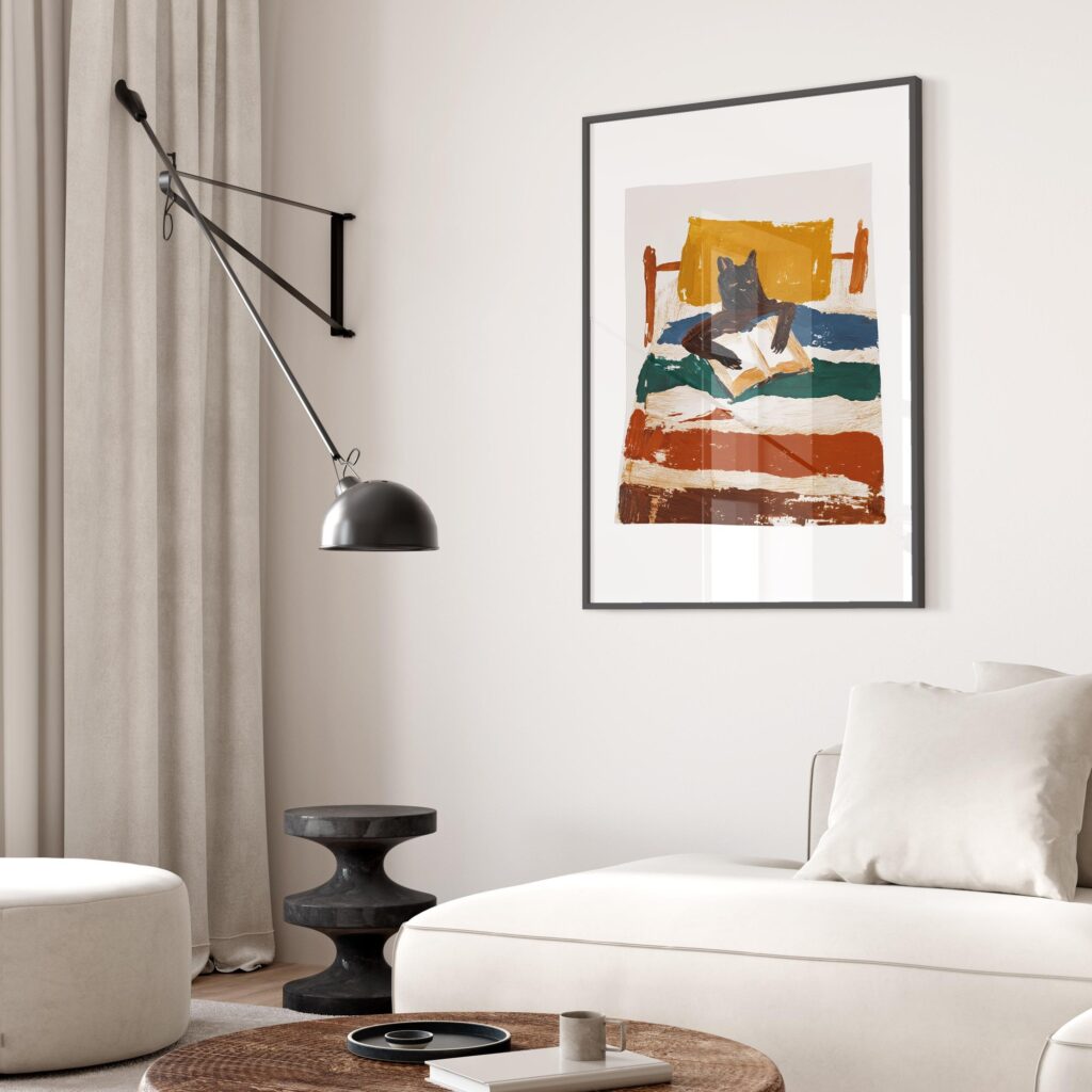 Bedroom Cat Reading Print