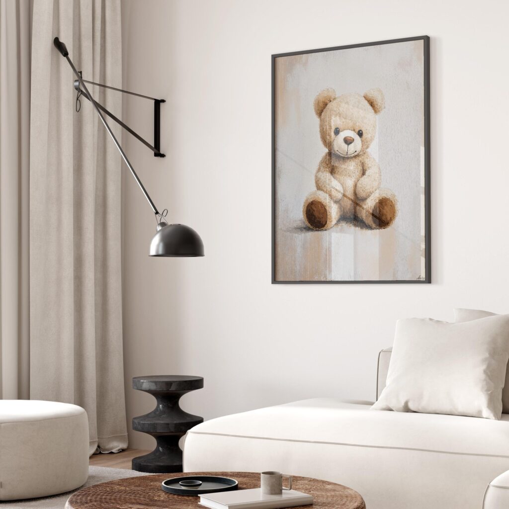 Beige Teddy Bear Nursery Wall Art