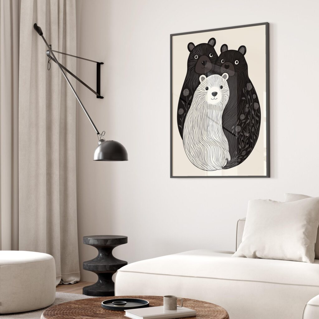 Black And White Bear Print
