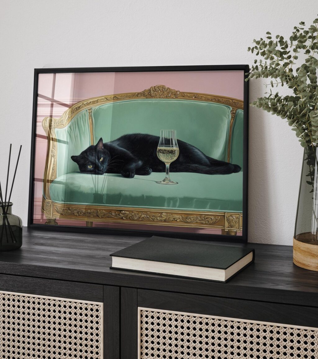 Black Cat Champagne Poster