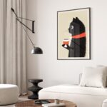 Black Cat Coffee Cozy Scarf Art Print