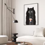 Black Cat Coffee Furry Illustration Art Print