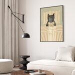 Black Cat Reading in Bed Print