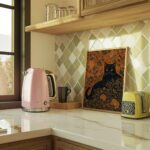 Black Cat with Birds on William Morris Floral Print