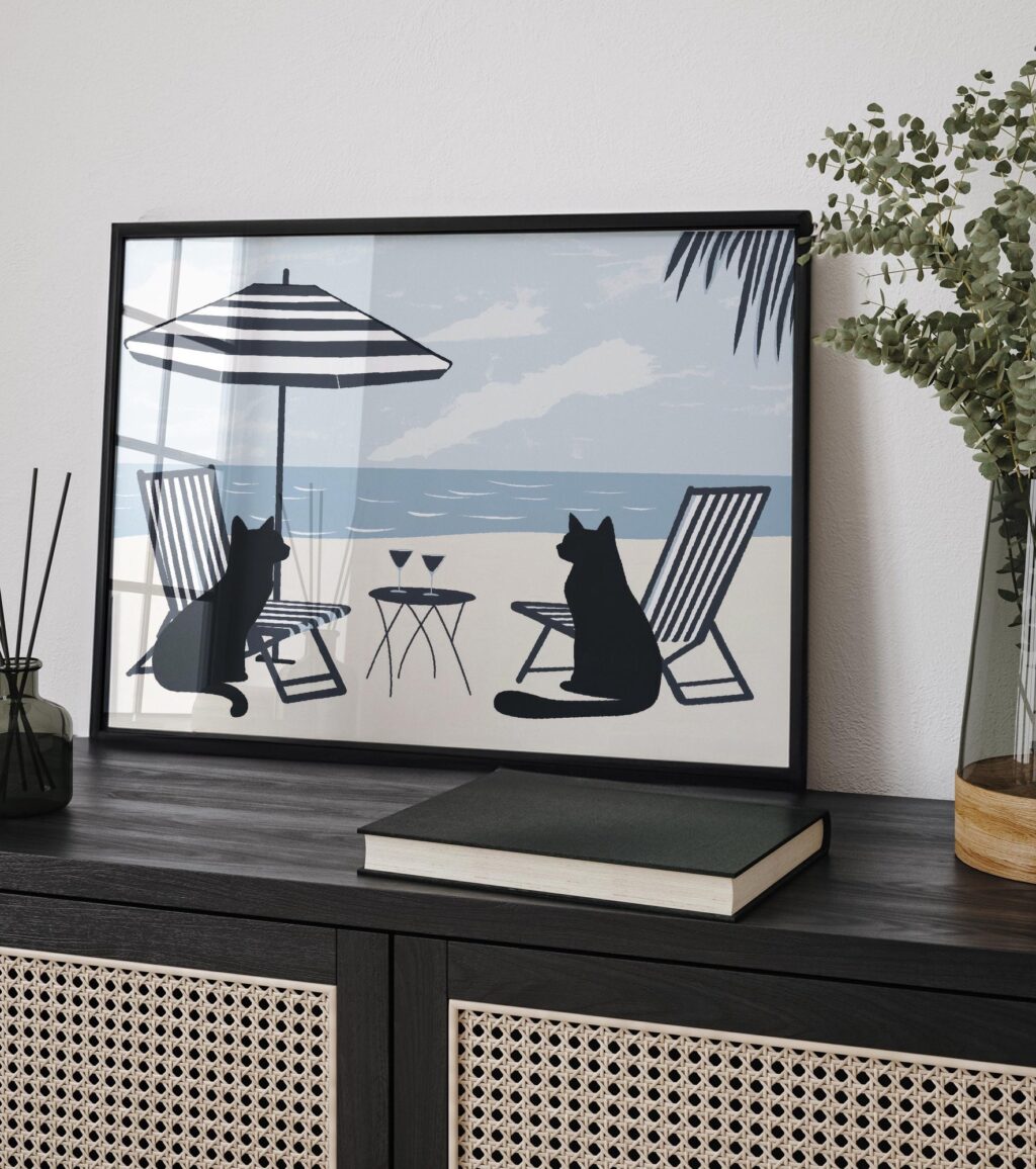 Black Cats Beach Print