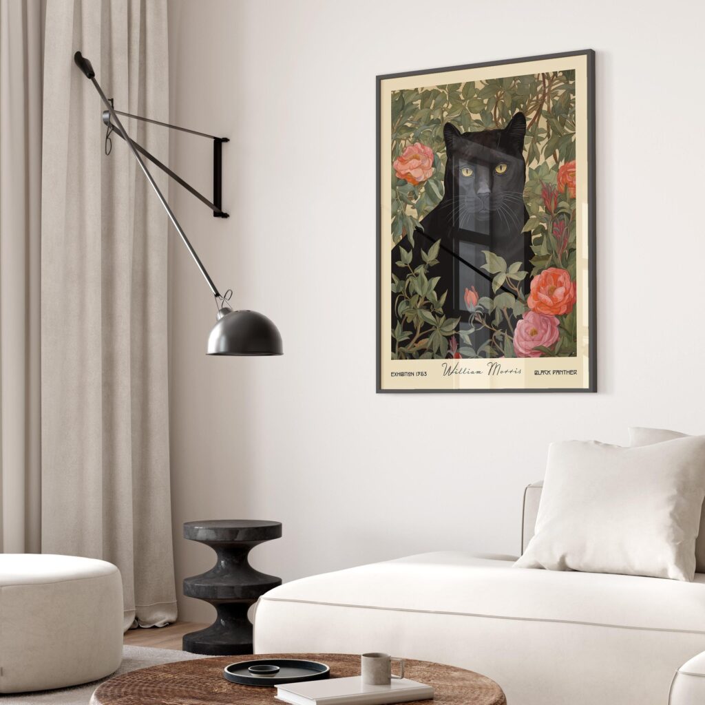 Black Panther Roses Art Print