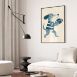 Blue Puppy Football Nursery Print