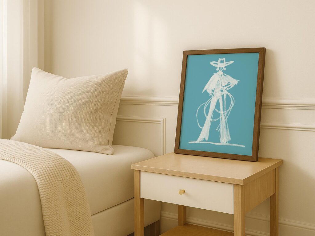 Blue White Cowgirl Poster