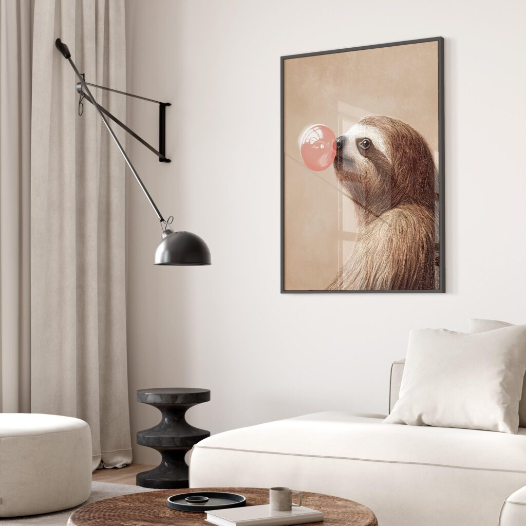 Bubblegum Sloth Wall Art