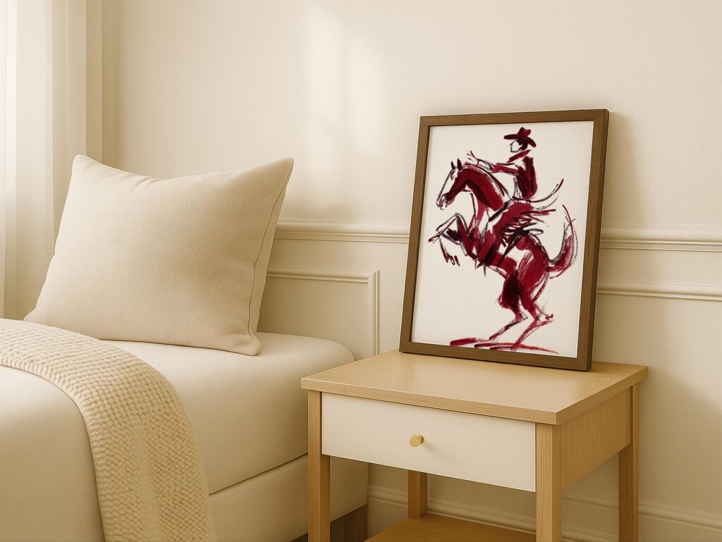 Burgundy Bucking Bronco Art Print
