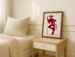 Burgundy Cowgirl Line Art Print