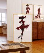 Burgundy Cowgirl Silhouette Art Prints