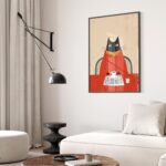 Cat Morning Coffee Kitchen Print
