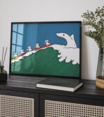Cat Surf Shark Art Print