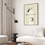Cats Playing Tennis Ink Sketch Print