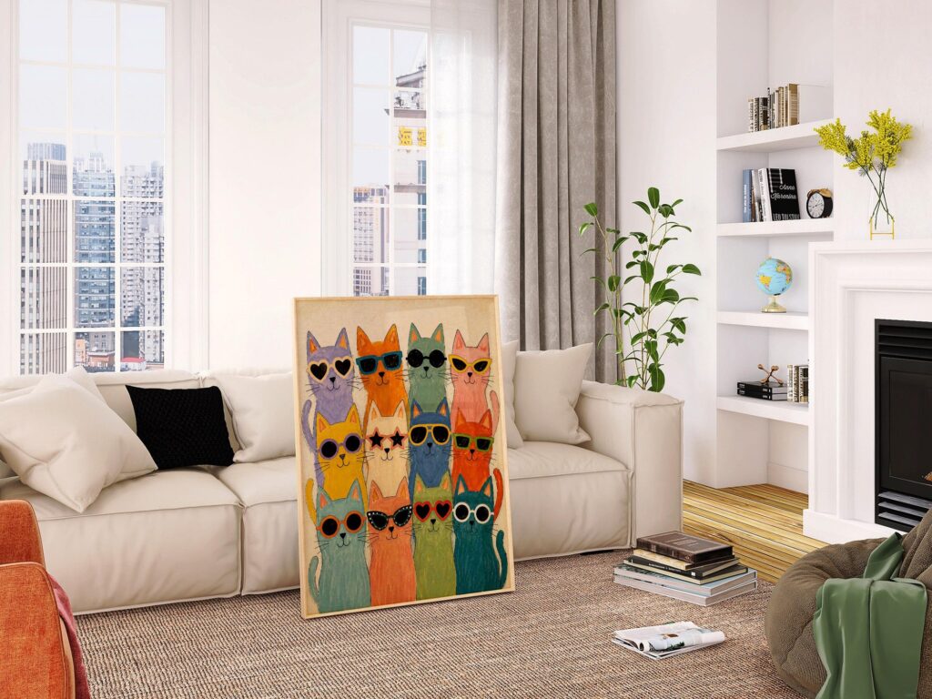 Colorful Cats in Sunglasses Print