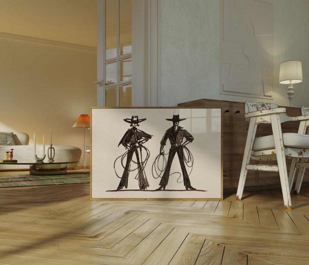 Cowboy and Cowgirl with Lassos Print