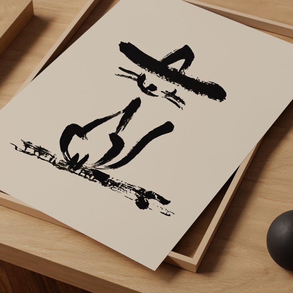 Cowboy Cat Minimalist Art Print