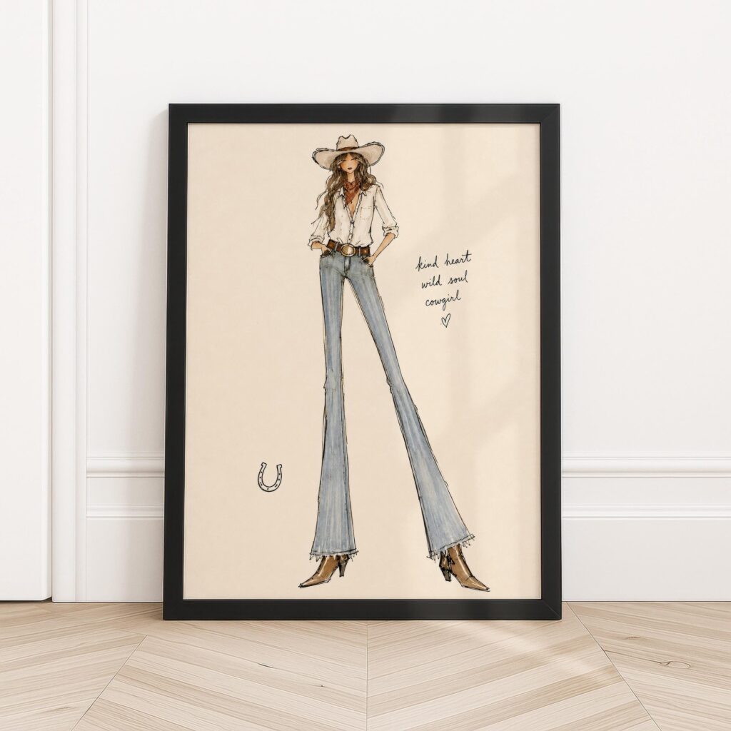 Cowboy Cowgirl Fashion Print Set