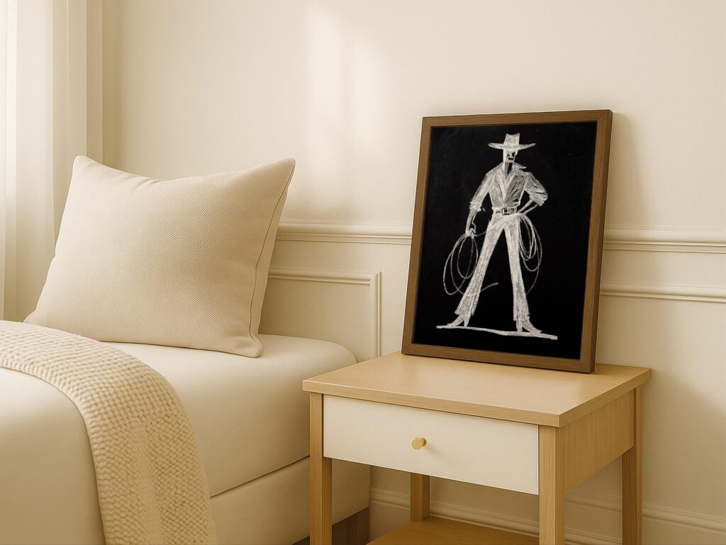 Cowboy Lasso Chalk Sketch Print