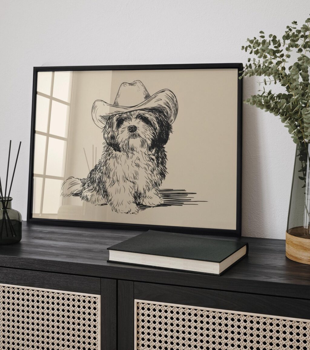 Cowboy Pup Western Print