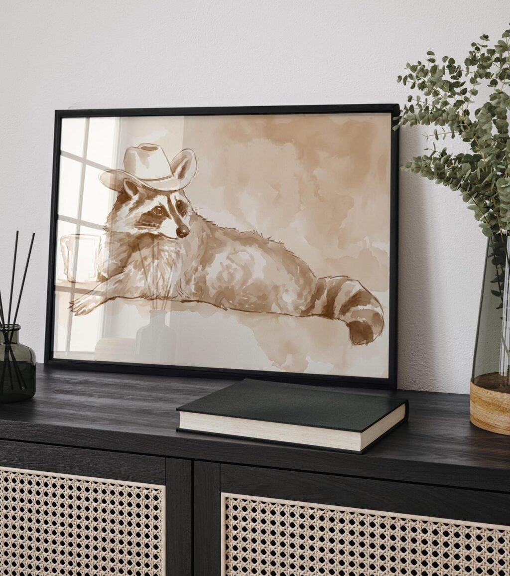 Cowboy Raccoon Watercolor Print