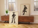 Cowgirl and Cowboy Sketch Print Set of 2