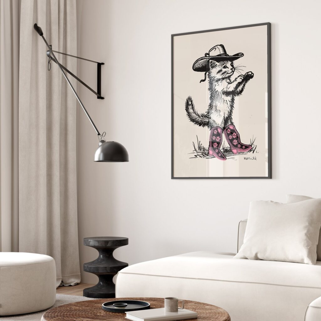 Cowgirl Cat Print