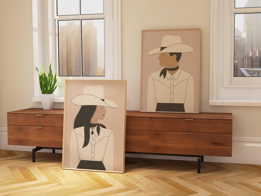 Cowgirl & Cowboy Love Set of 2 Prints