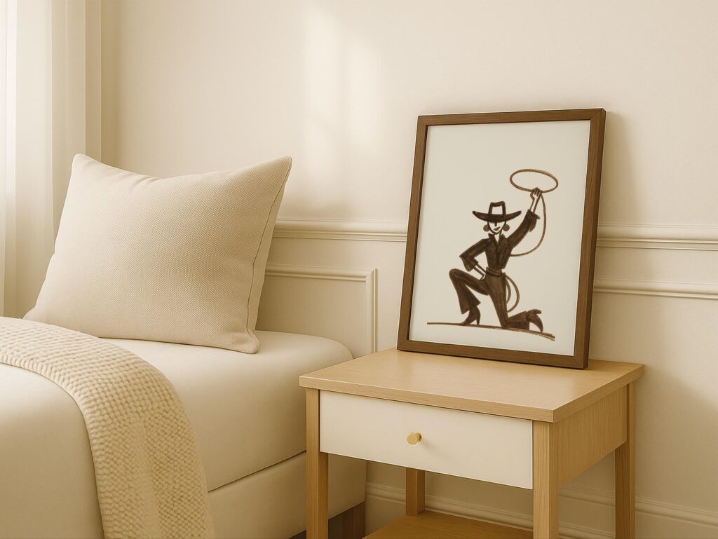 Cowgirl Lasso Silhouette Modern Western Art Print Woman Poster