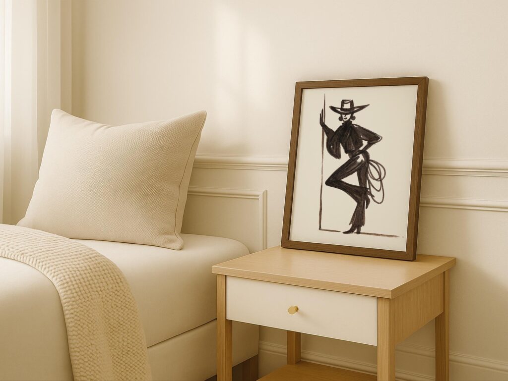 Cowgirl Lasso Silhouette Modern Western Art Print