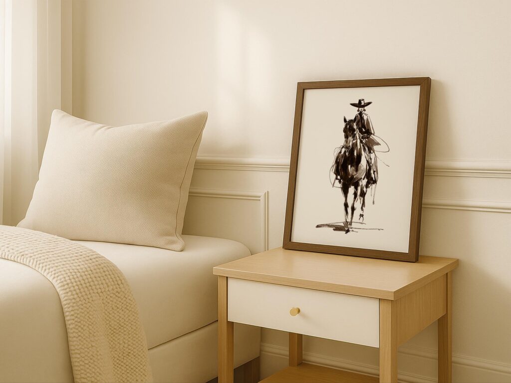 Cowgirl Line Art Print Minimalist Western