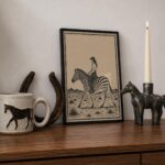 Cowgirl Riding a Zebra in the Desert Print