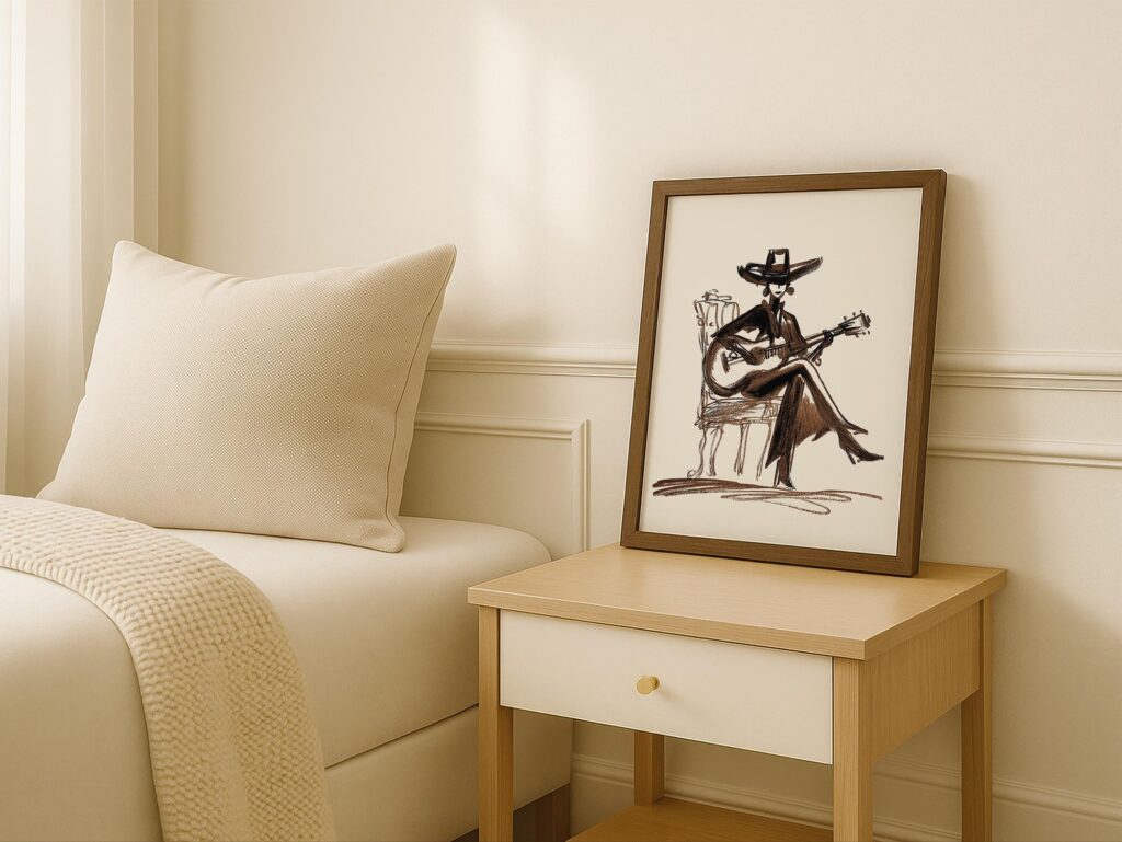 Cowgirl With Guitar Art Print