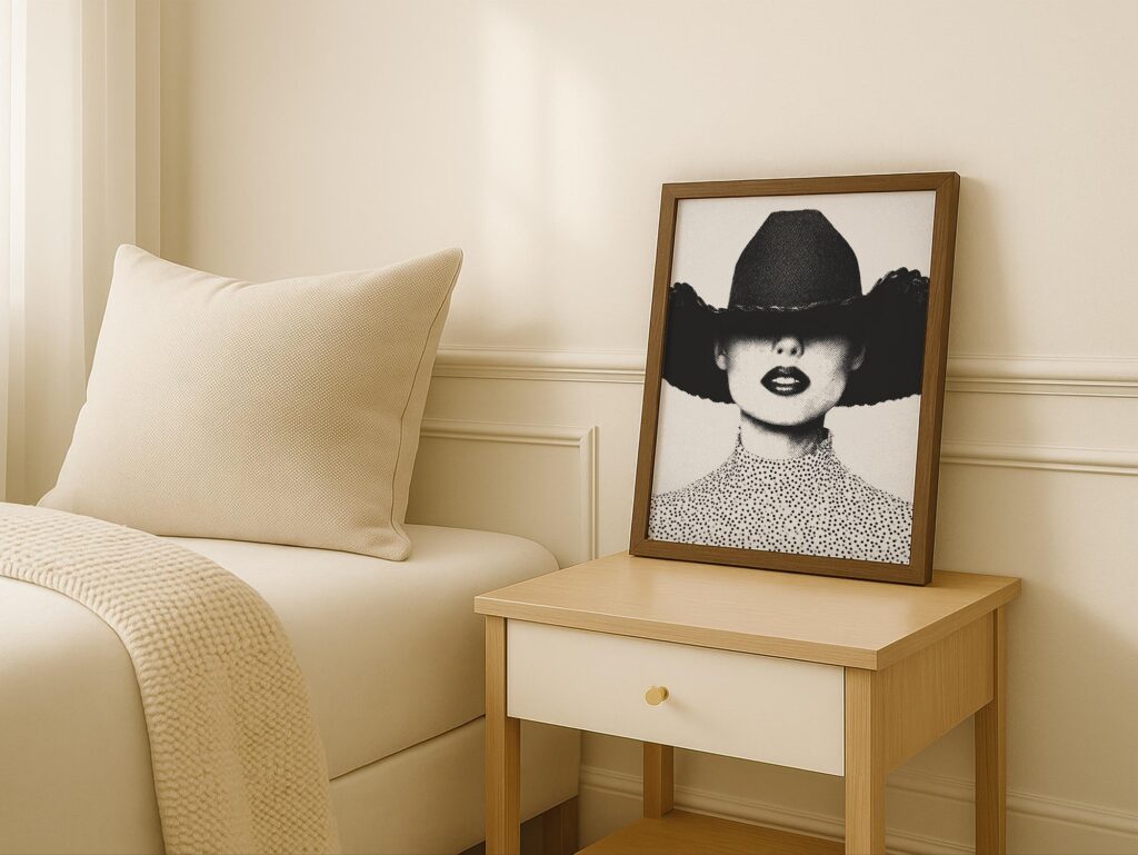 Cowgirl with Hat Fashion Half Tone Print