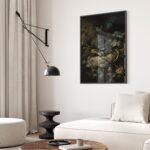 Dark Botanical Salamander Print
