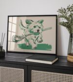 Dog Carrying Lacrosse Stick Print