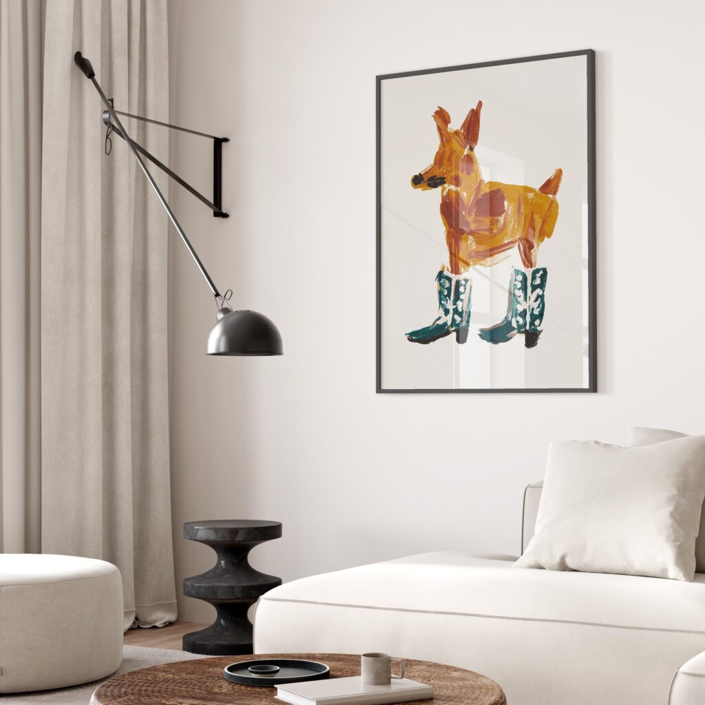 Dog in Cowgirl Boots Print