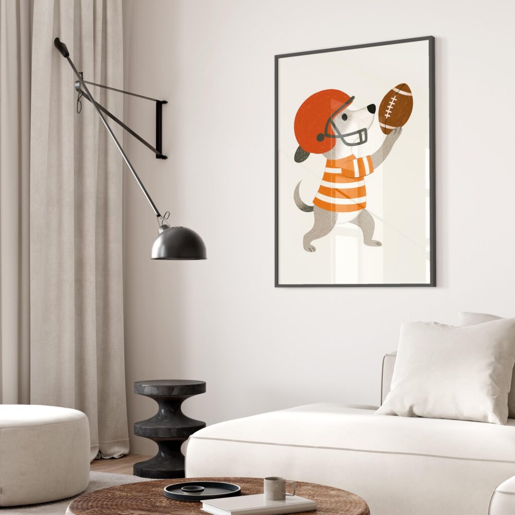 Dog Playing Football Poster